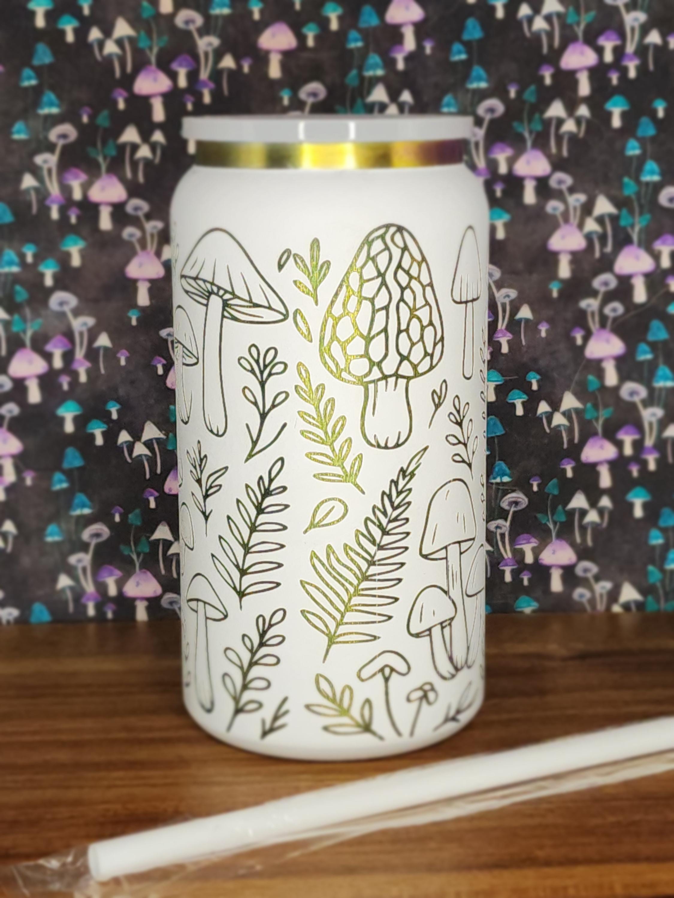 Engraved-tumbler 16 Oz. Rainbow Mushroom