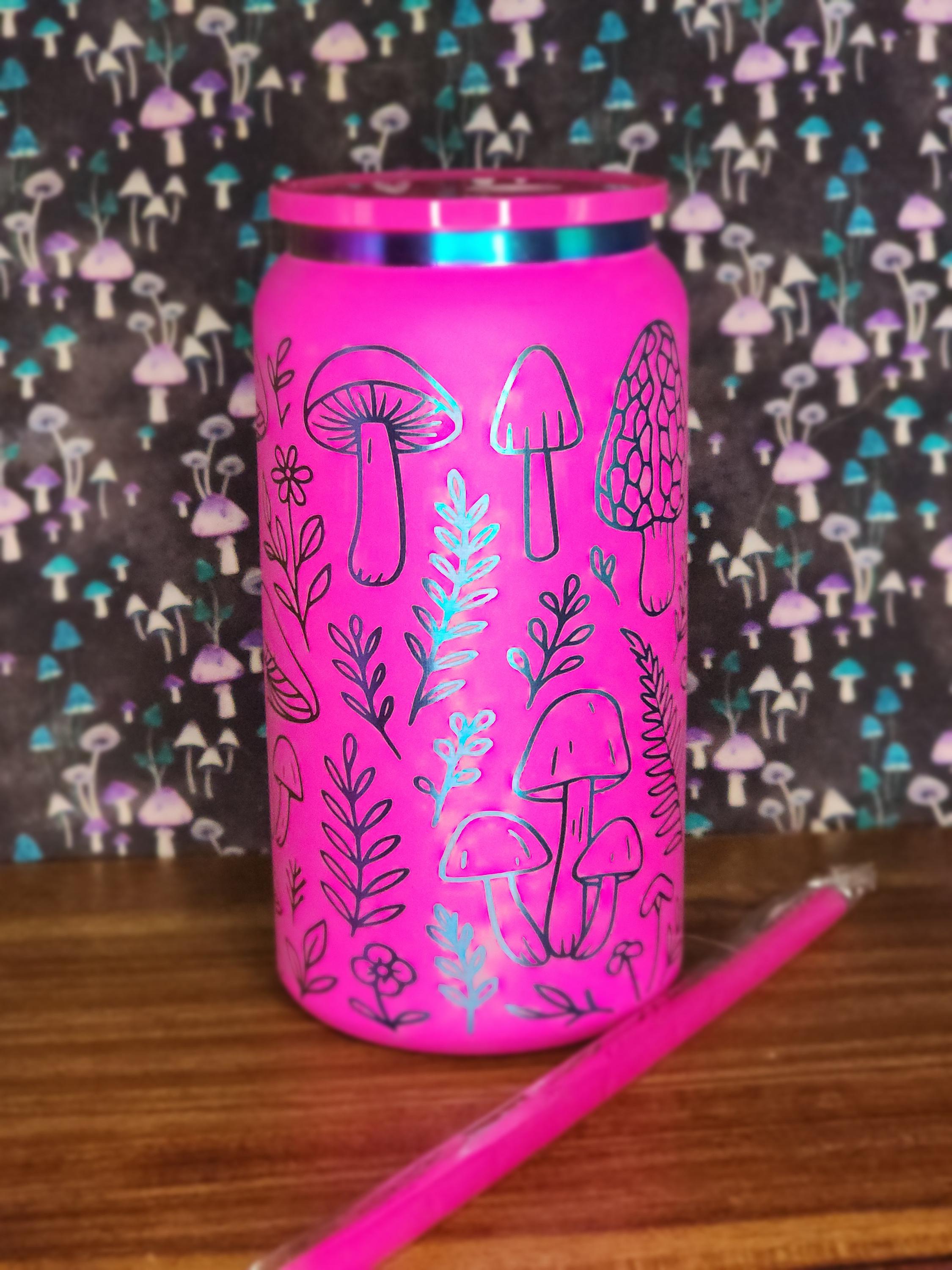 Engraved-tumbler 16 Oz. Rainbow Mushroom