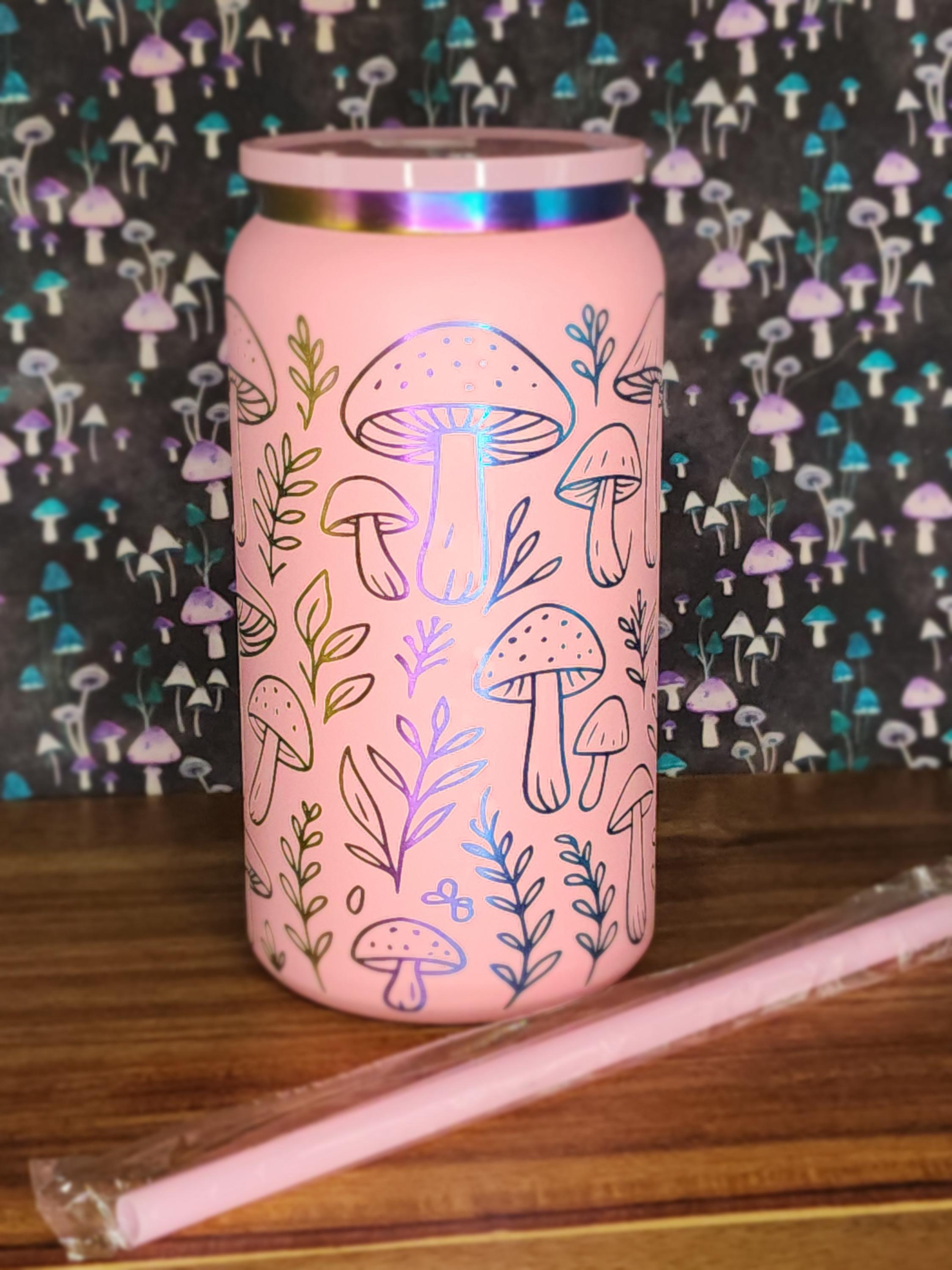 Engraved-tumbler 16 Oz. Rainbow Mushroom