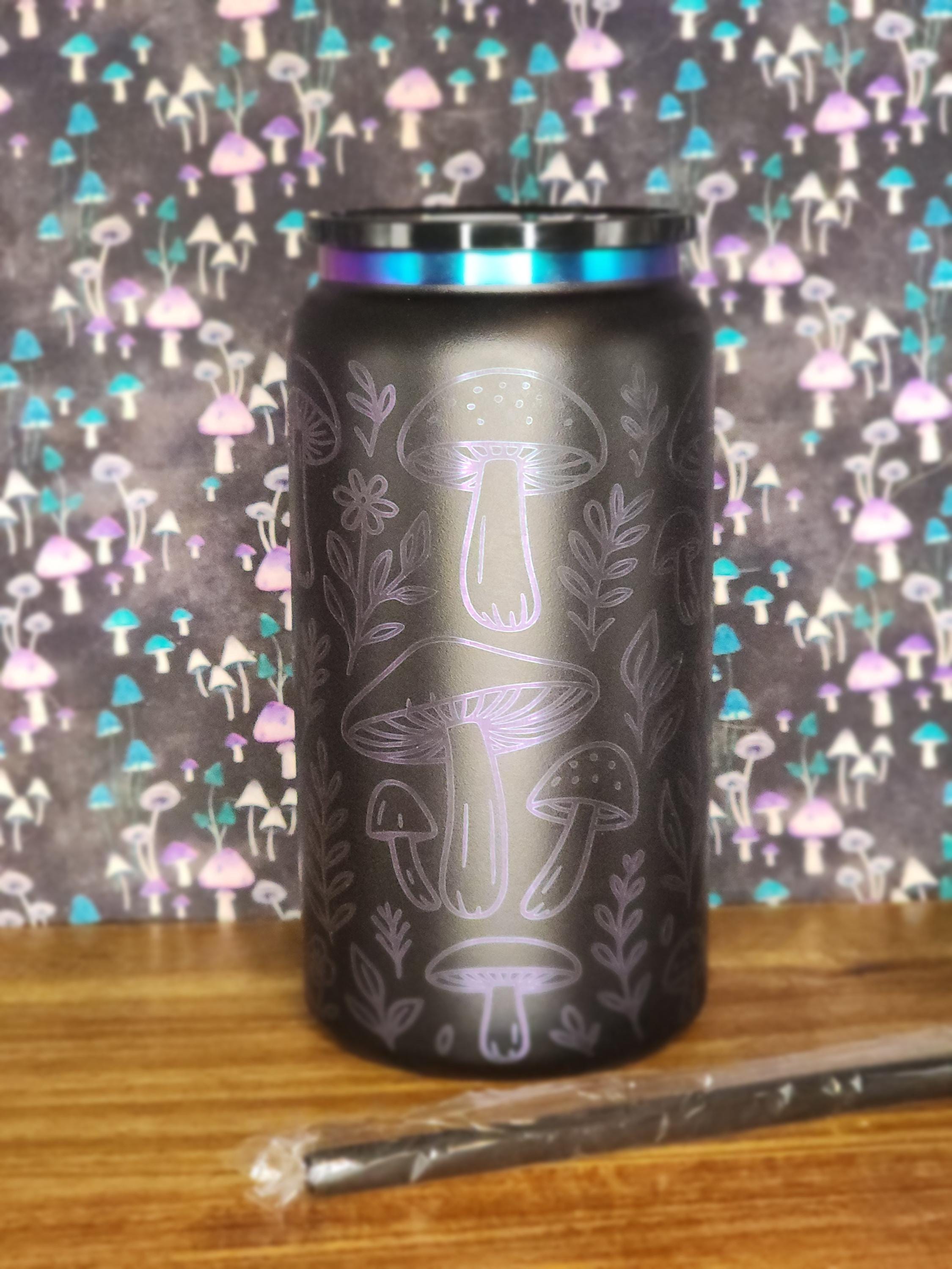 Engraved-tumbler 16 Oz. Rainbow Mushroom